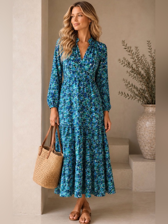Zara Dresses & Skirts - Zara Floral Print Green Dress Size S